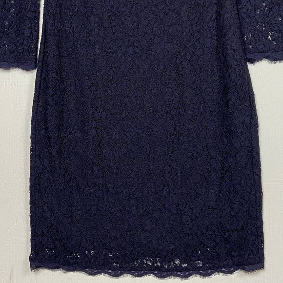 Adrianna Papell Evening Dress Navy Blue Lace Overlay Cocktail Party Size 8 - Picture 3 of 15